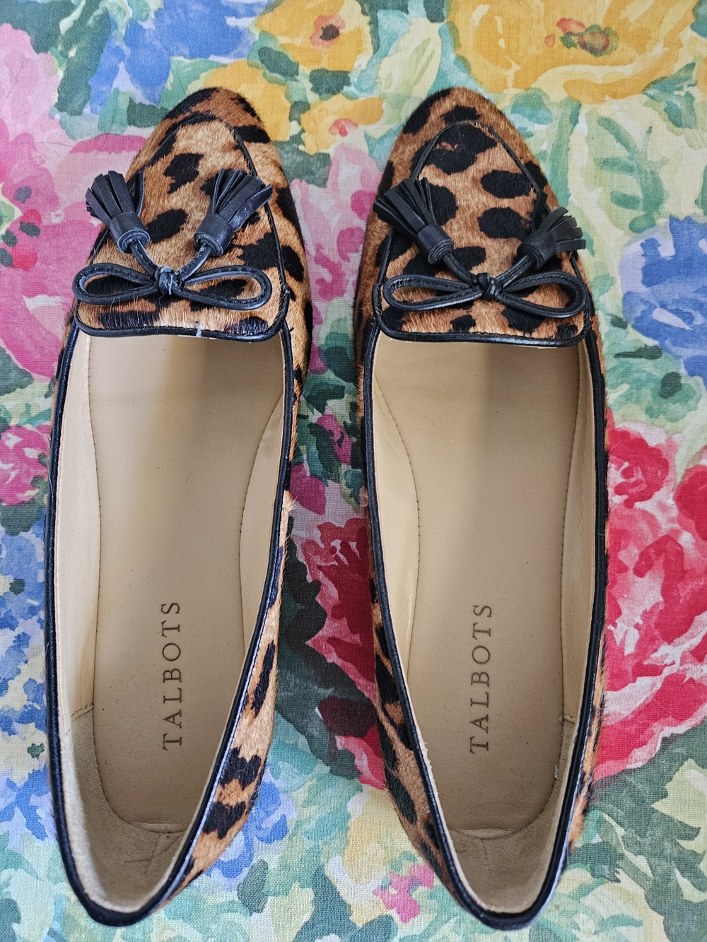 Talbots Leopard Print Tassel Loafers in Tan & Black
